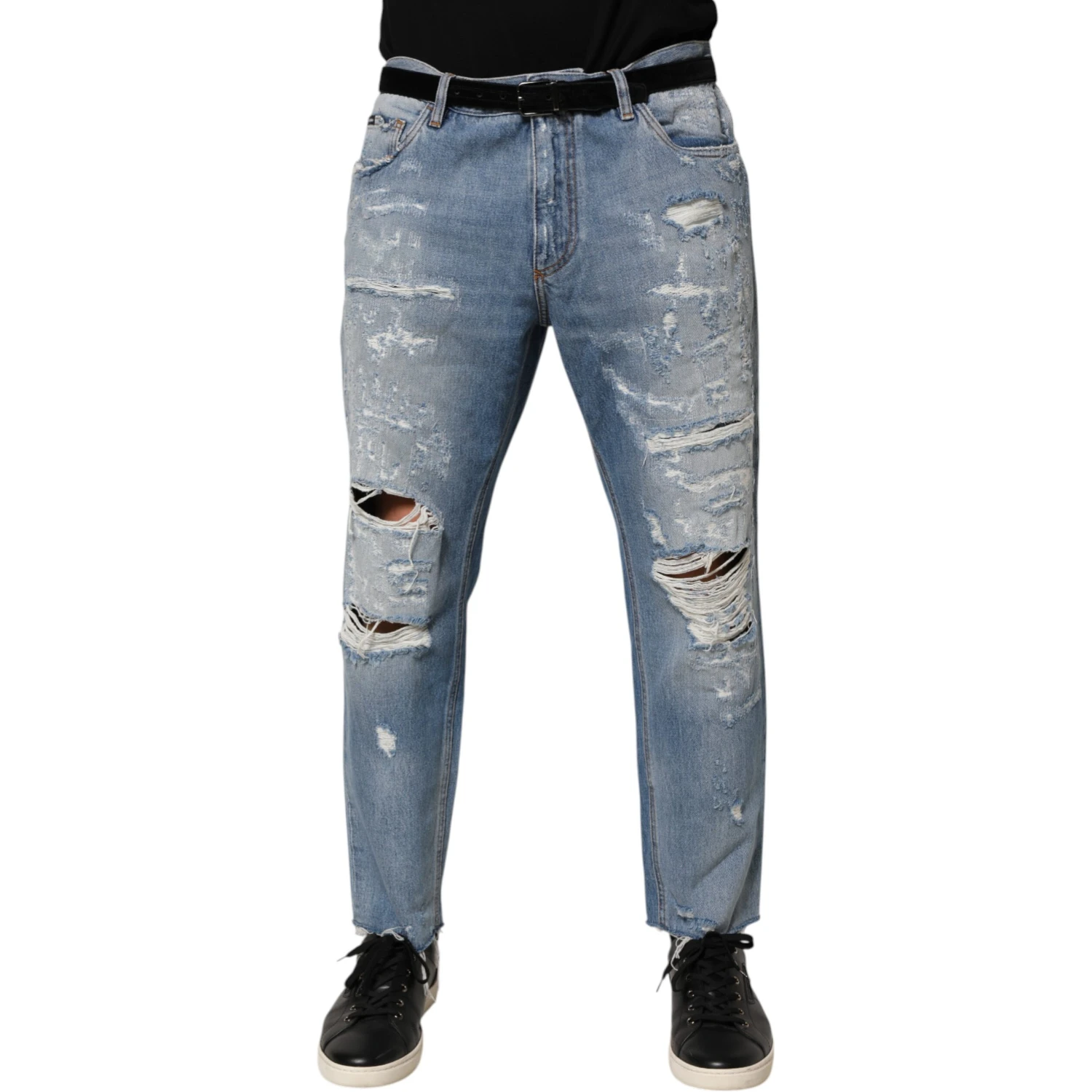 Blue Distressed Ripped Denim Trouser Jeans