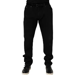 Black Cotton Regular Denim Men Trouser Jeans