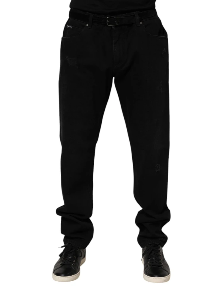 Black Cotton Regular Denim Men Trouser Jeans