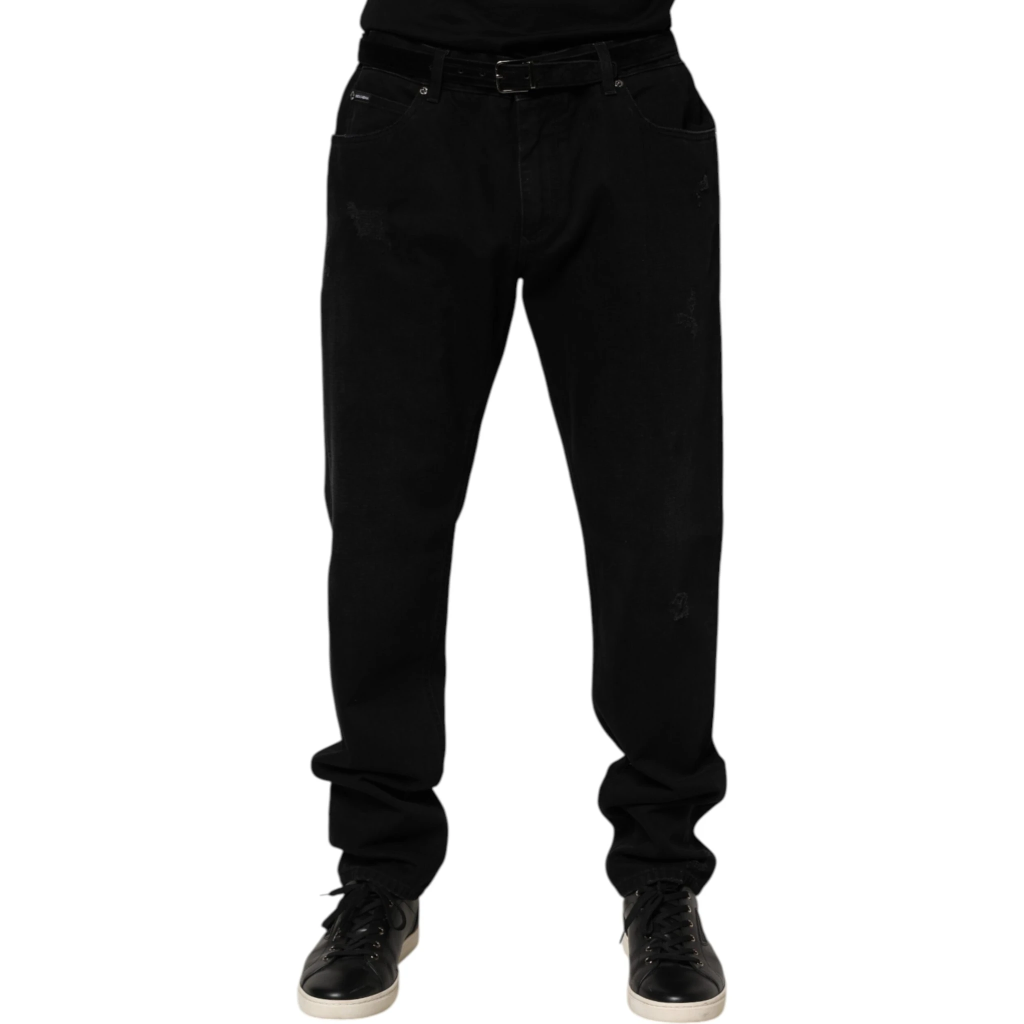 Black Cotton Regular Denim Men Trouser Jeans