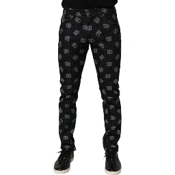 Black DG Monogram Cotton Skinny Denim Jeans
