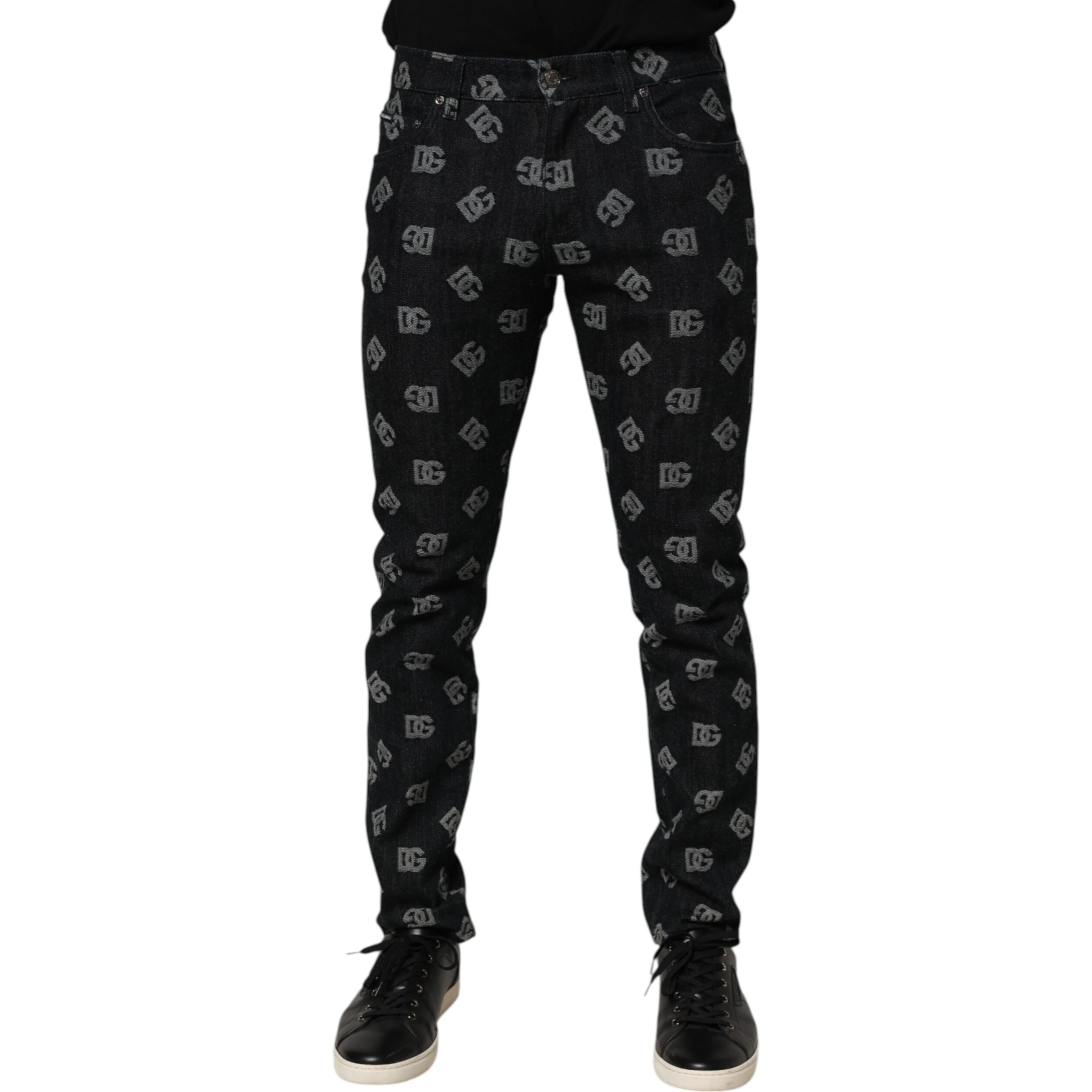 Black DG Monogram Cotton Skinny Denim Jeans