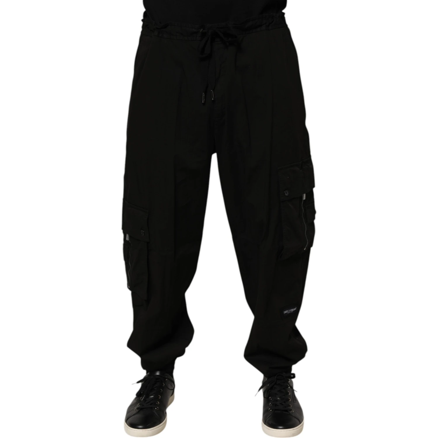 Black Cotton Cargo Jogger Sweatpants Pants