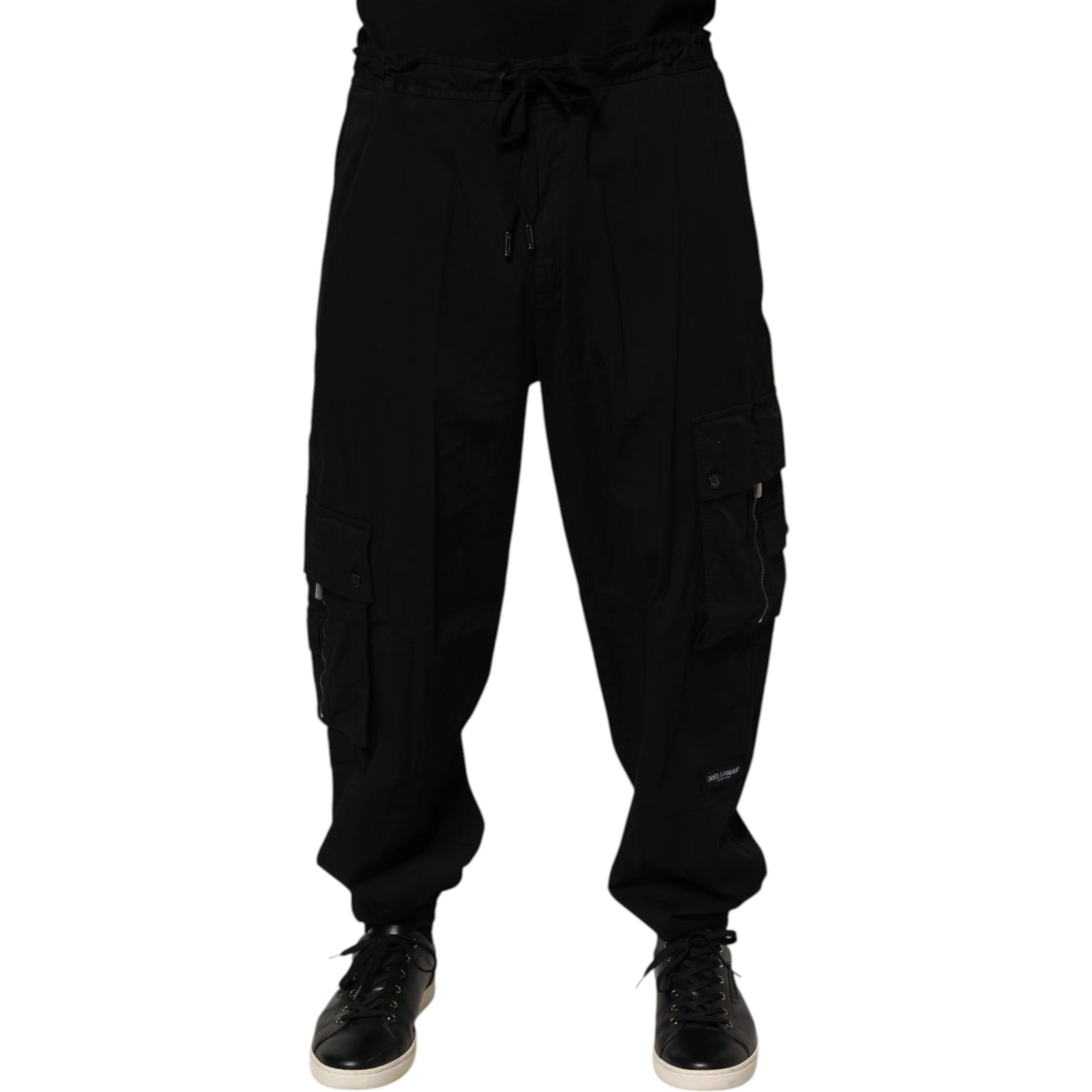 Black Cotton Cargo Jogger Sweatpants Pants