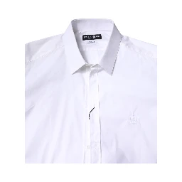 White Cotton Collared GOLD FormalDress Shirt