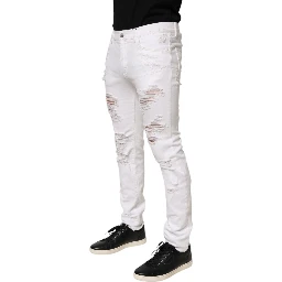 White Distressed Ripped Denim Trouser Jeans
