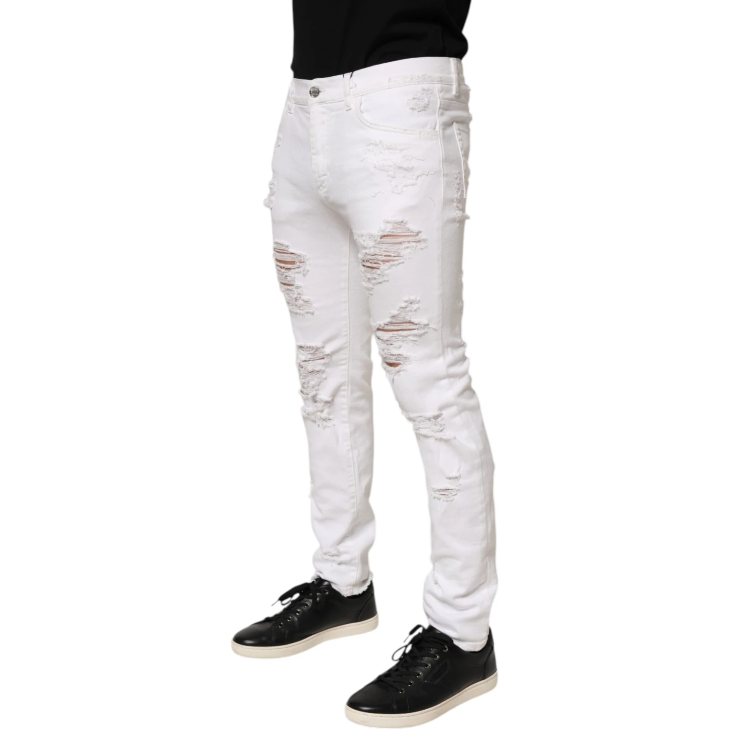 White Distressed Ripped Denim Trouser Jeans