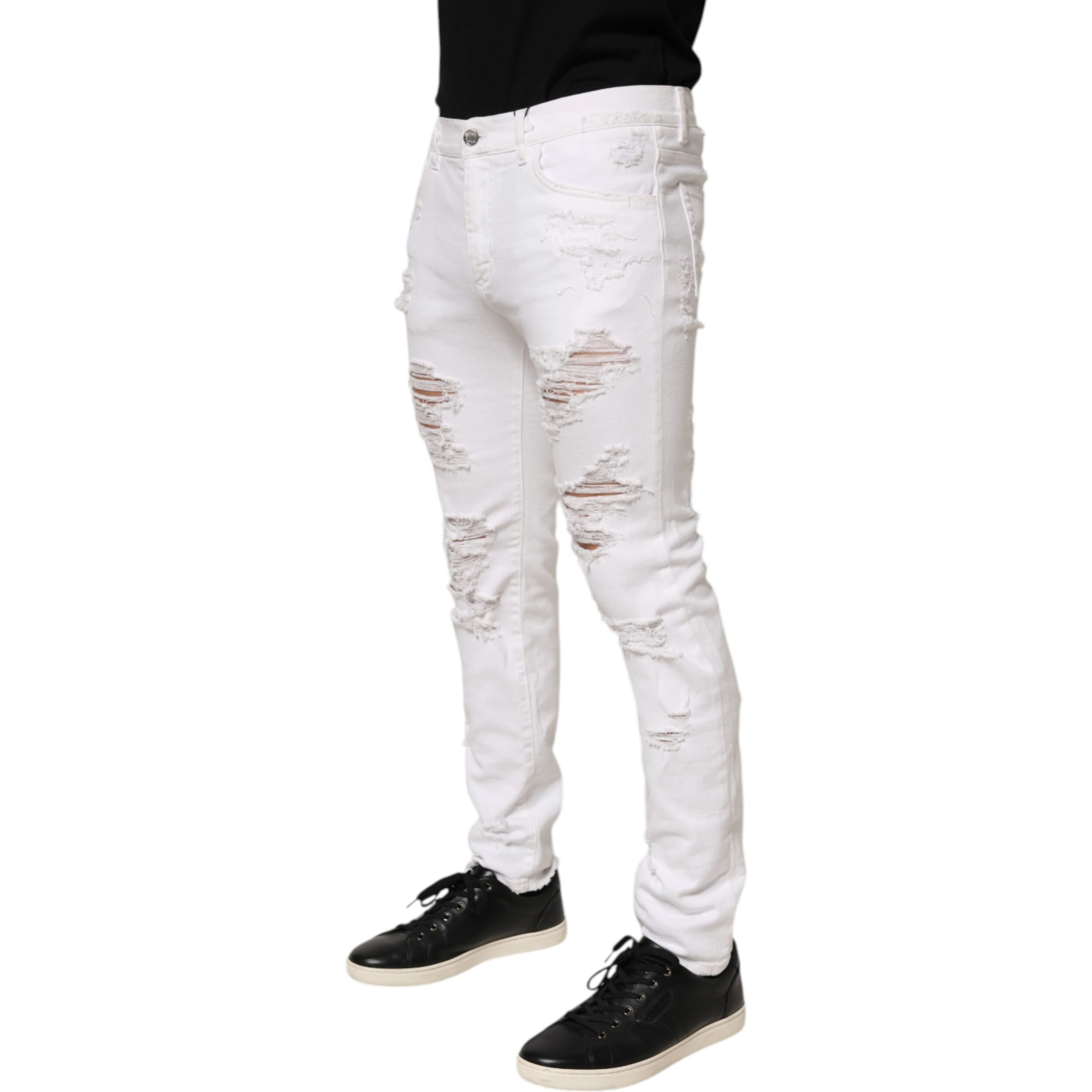 White Distressed Ripped Denim Trouser Jeans