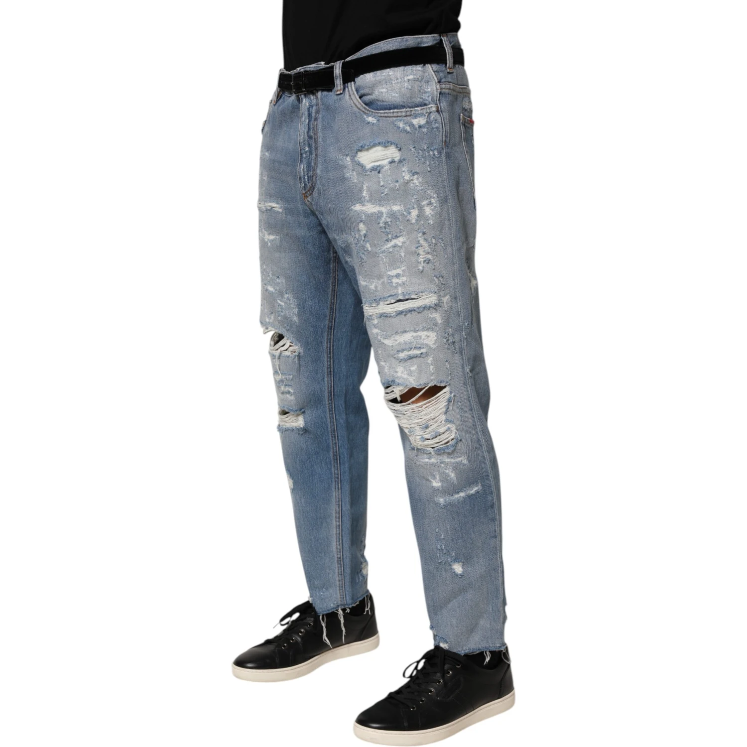 Blue Distressed Ripped Denim Trouser Jeans