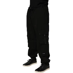 Black Cotton Cargo Jogger Sweatpants Pants