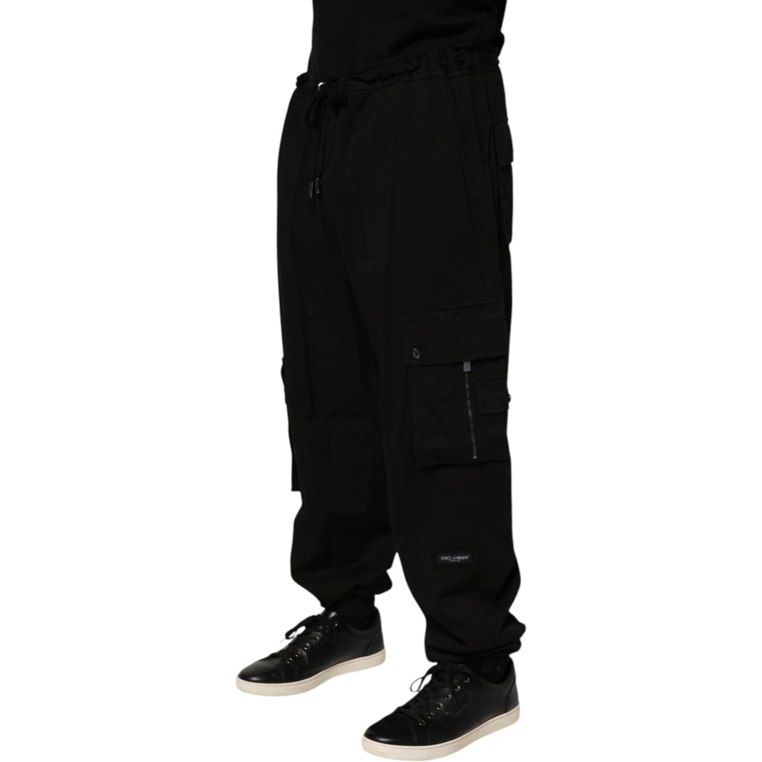 Black Cotton Cargo Jogger Sweatpants Pants