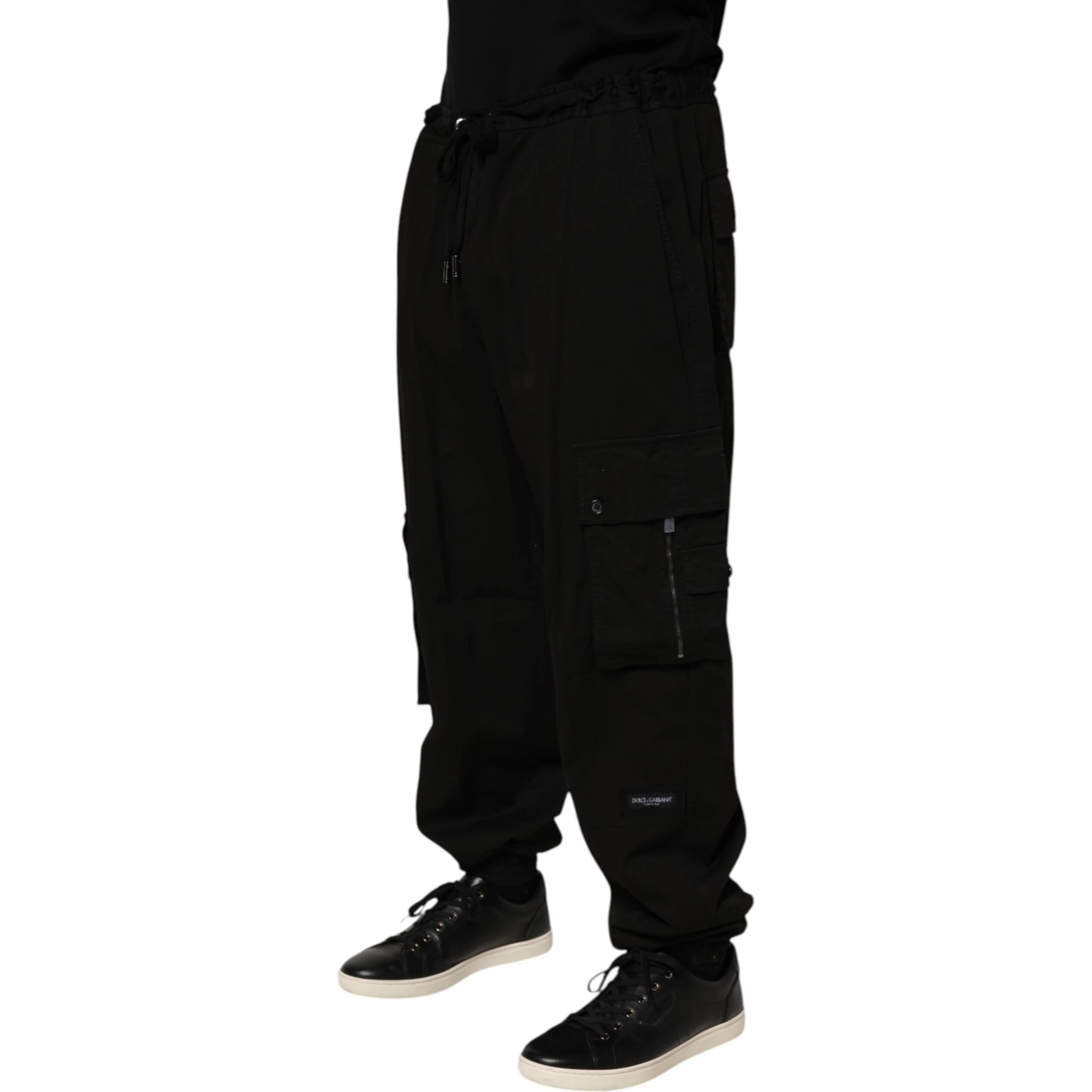 Black Cotton Cargo Jogger Sweatpants Pants