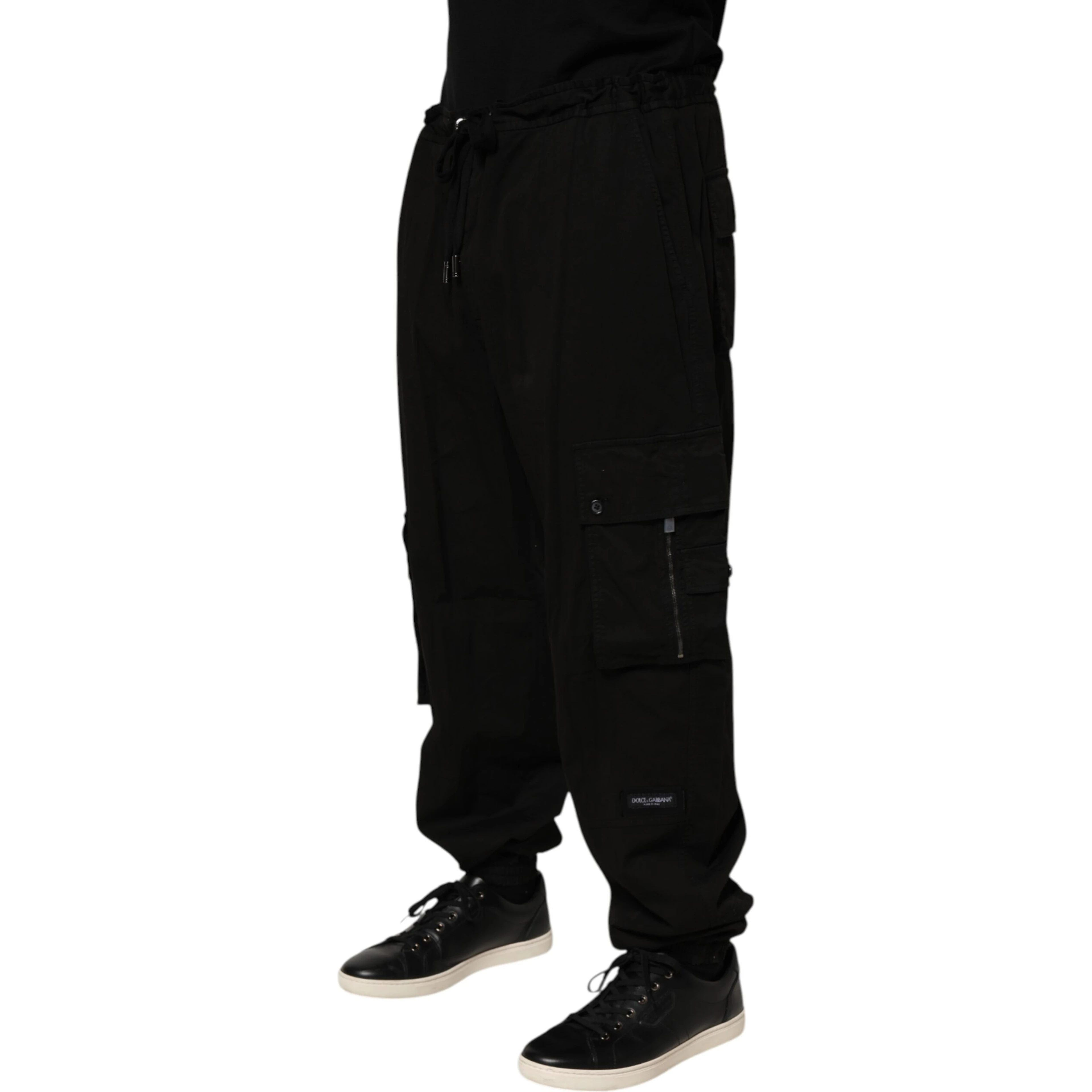Black Cotton Cargo Jogger Sweatpants Pants