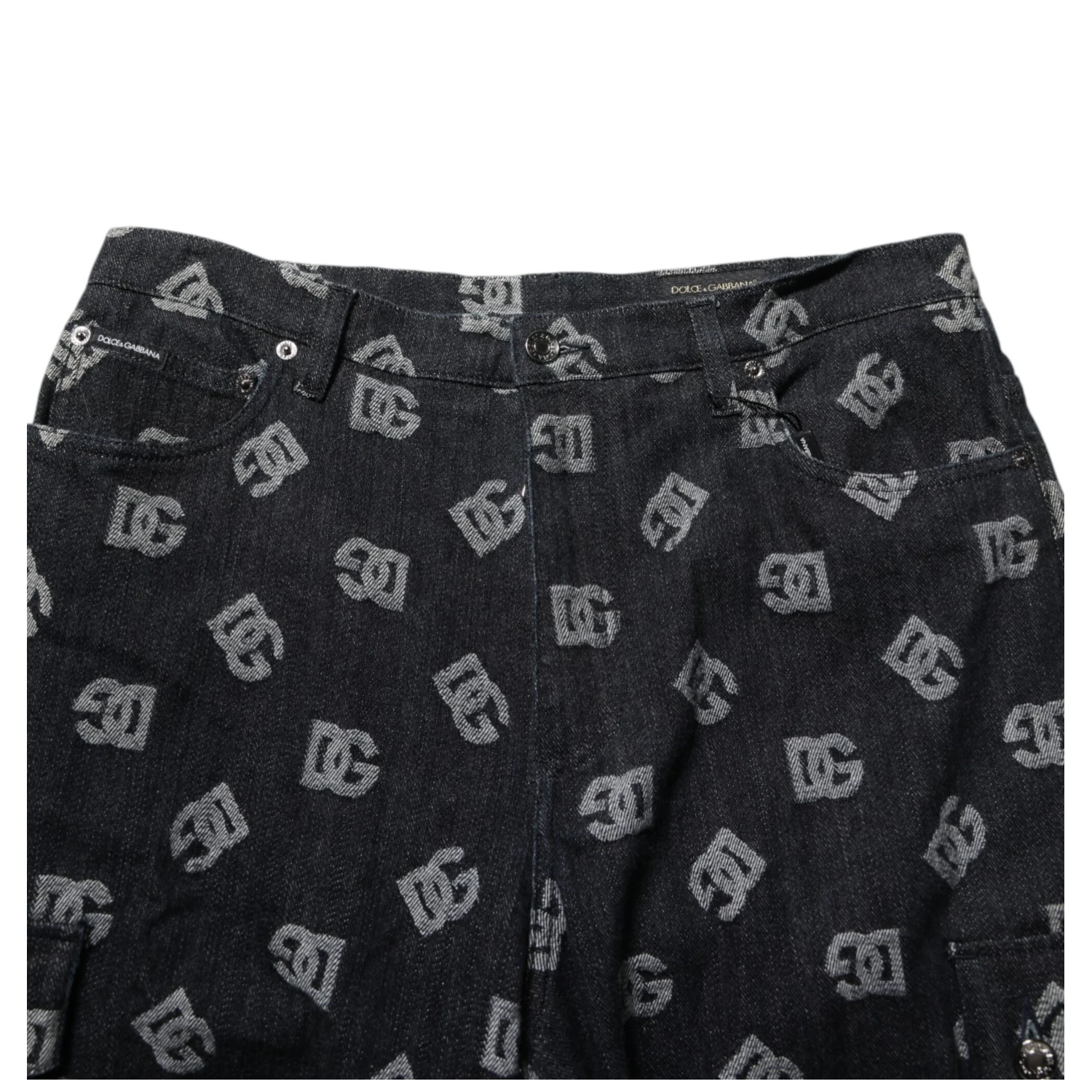 Black Monogram Denim Cargo Men Bermuda Short