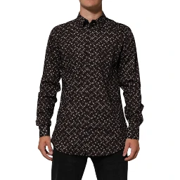 BrownFloral Collared GOLD Formal Dress Shirt