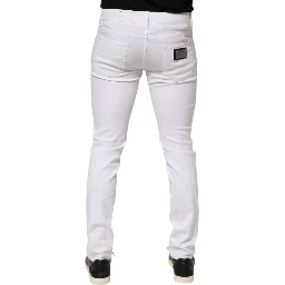 White Ripped Cotton Skinny Men Denim Jeans