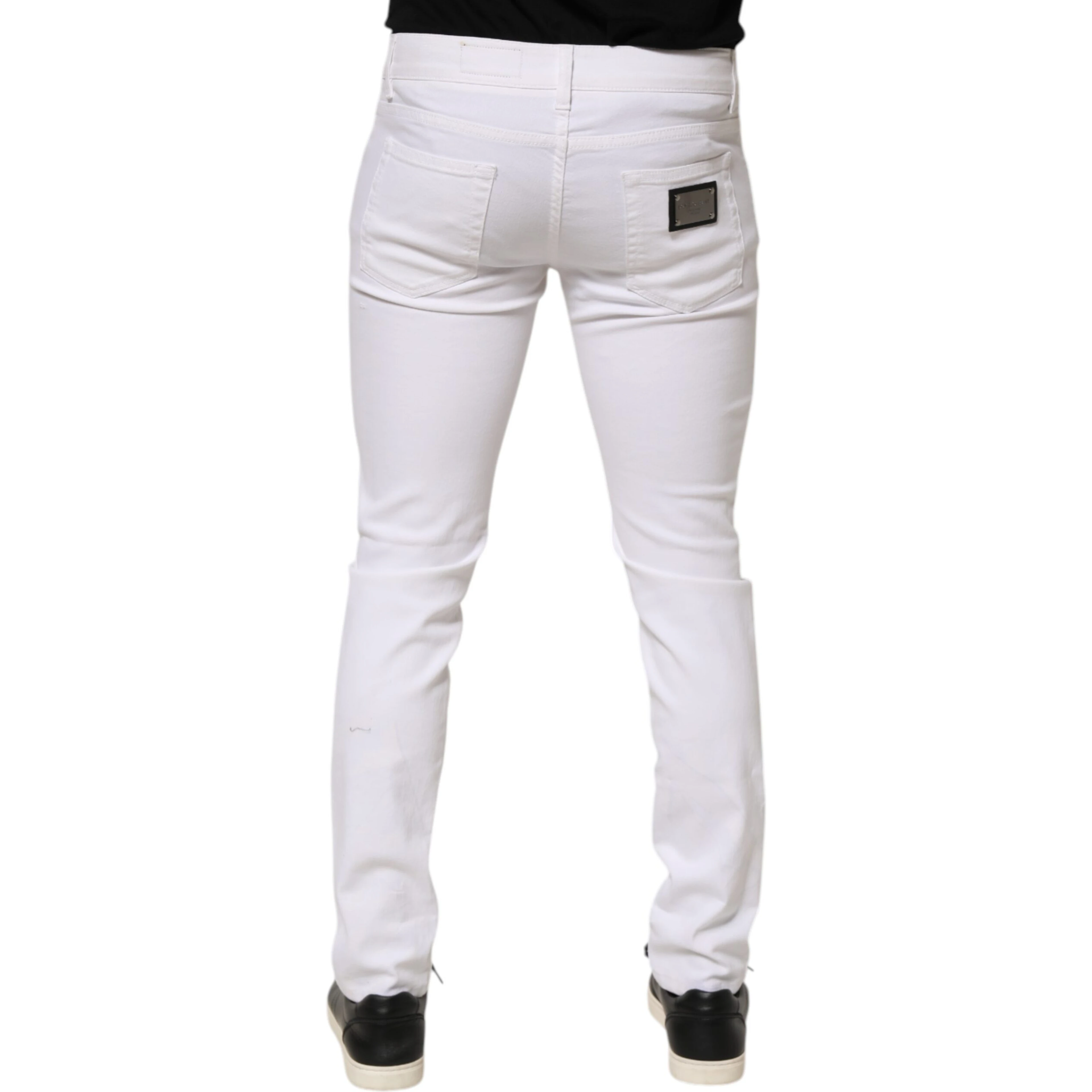 White Ripped Cotton Skinny Men Denim Jeans
