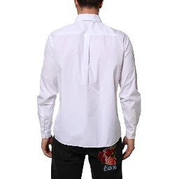 White Logo Plaque Collared Formal Dress  Shirt