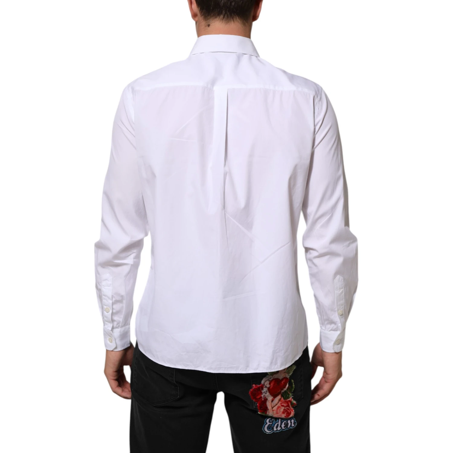 White Logo Plaque Collared Formal Dress  Shirt