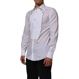 White Cotton DG Logo Pearl GOLD Formal Shirt