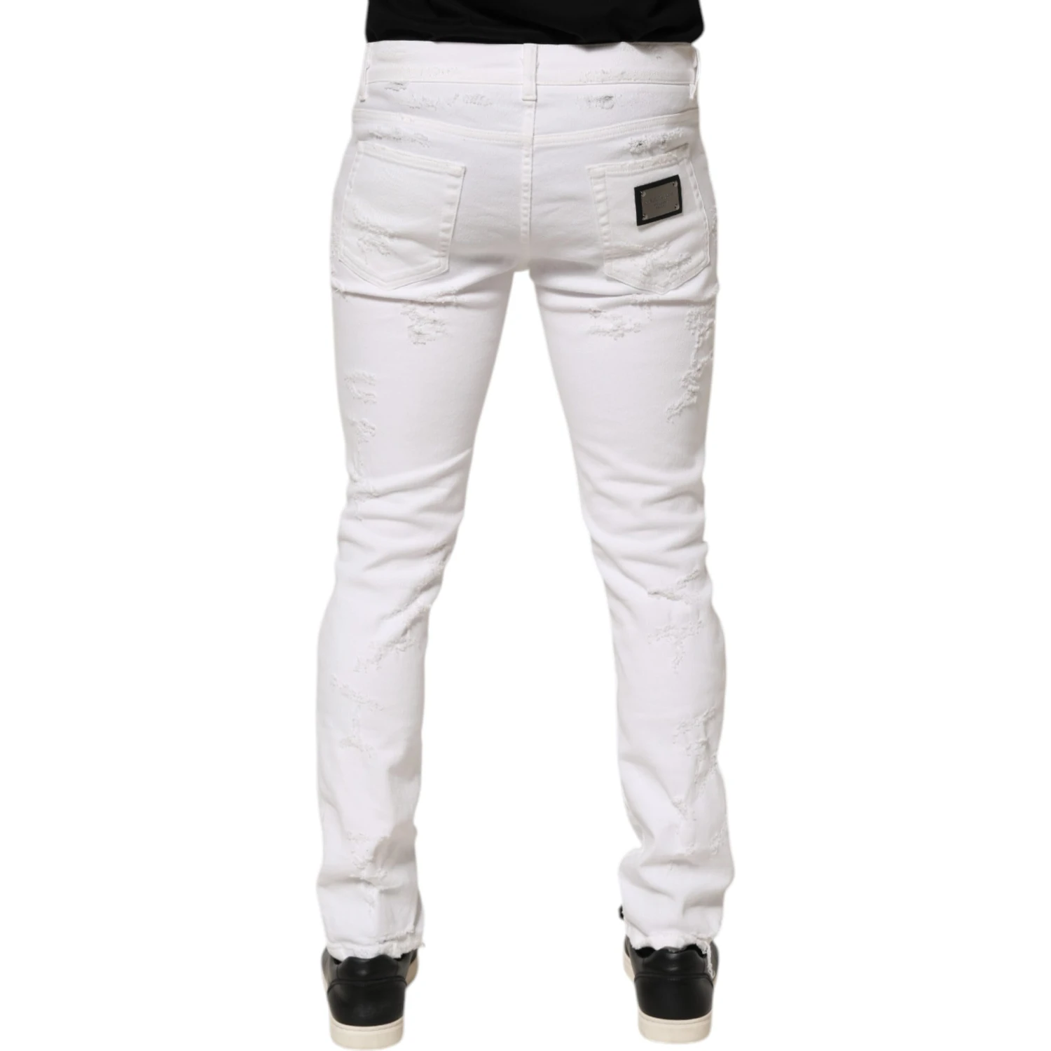 White Distressed Ripped Denim Trouser Jeans