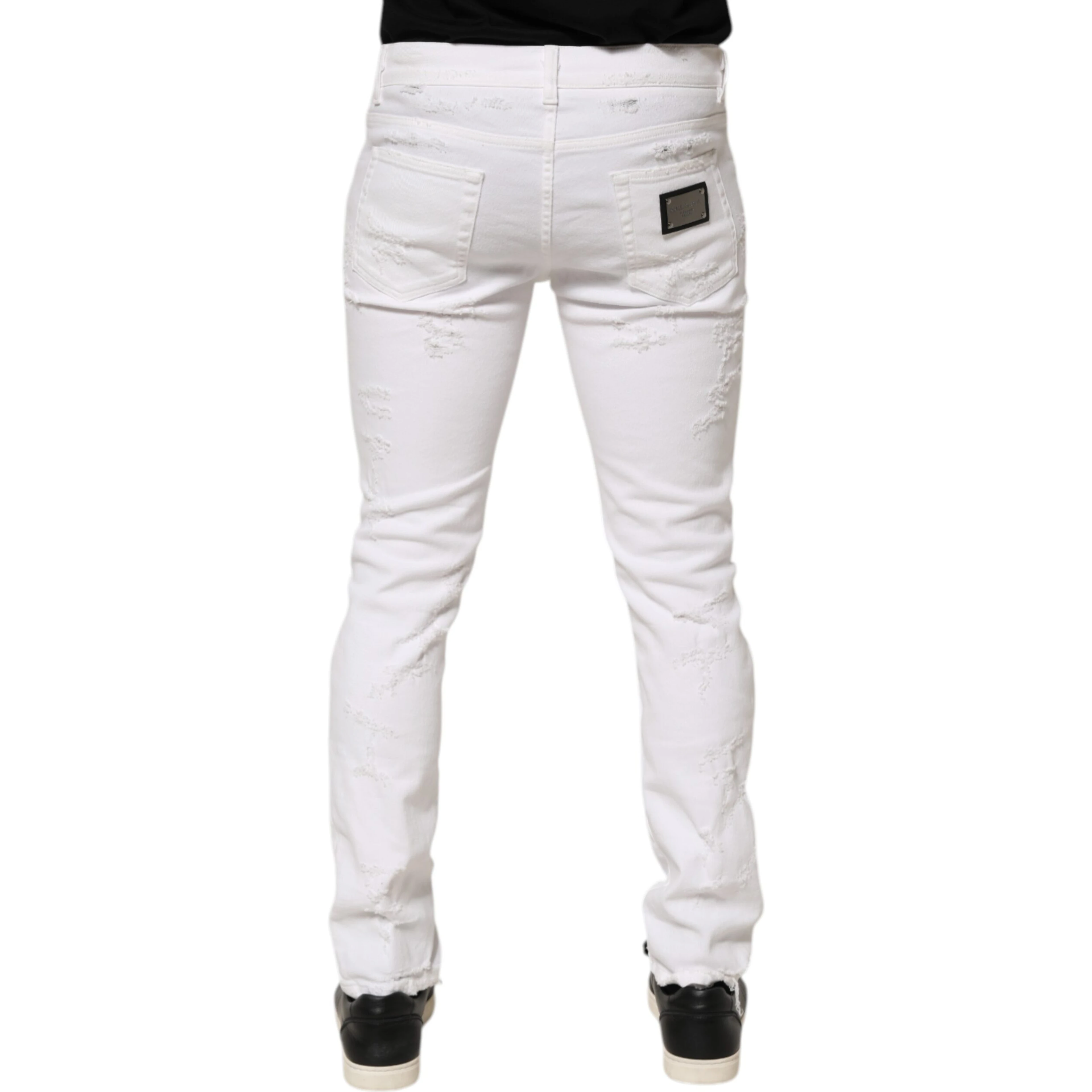 White Distressed Ripped Denim Trouser Jeans