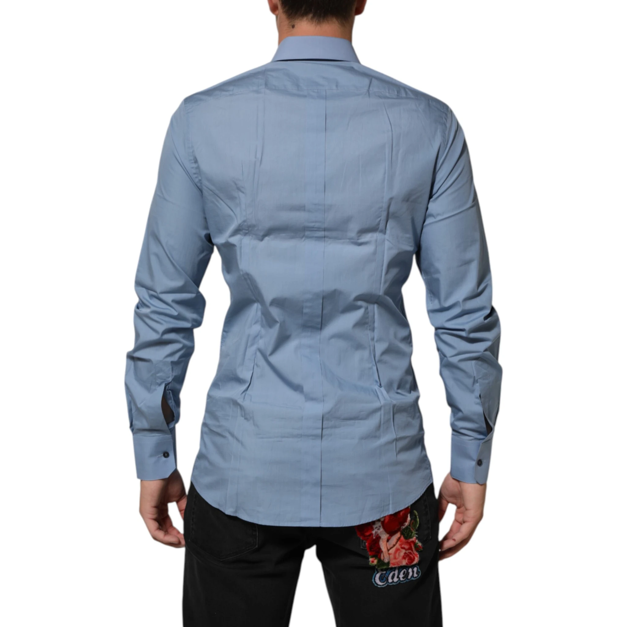 Blue Cotton Collared GOLD Formal Dress  Shirt