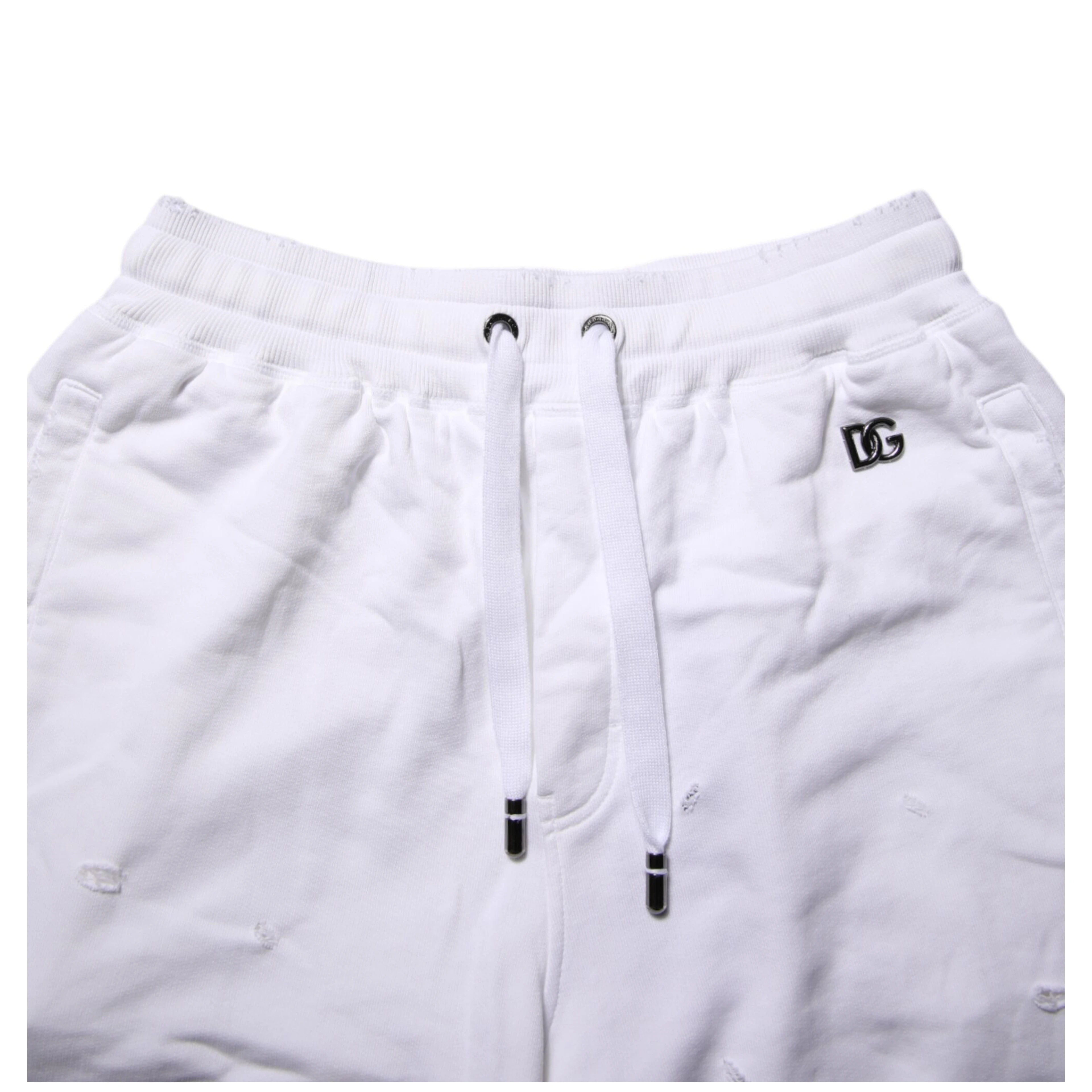 White Ripped Mid Waist Casual Bermuda Short