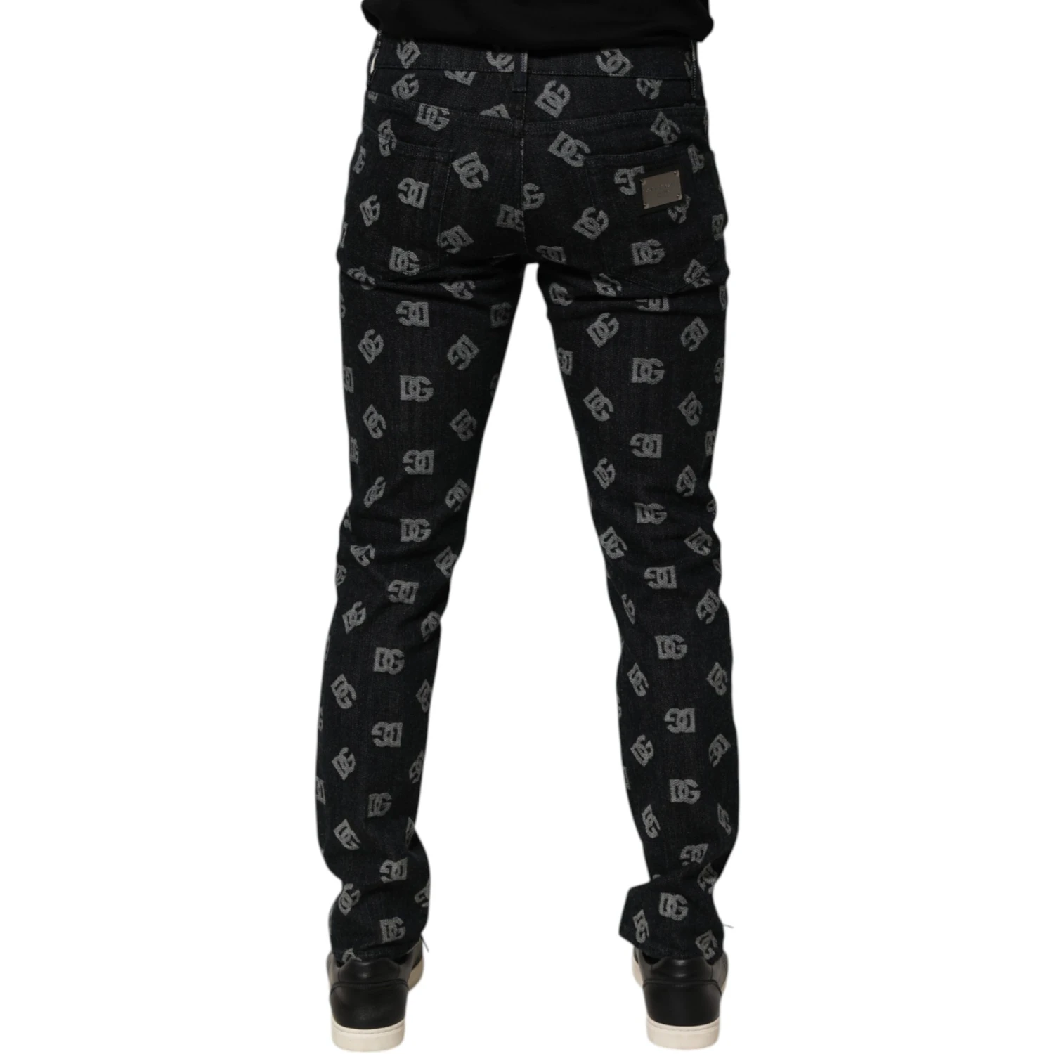 Black DG Monogram Cotton Skinny Denim Jeans