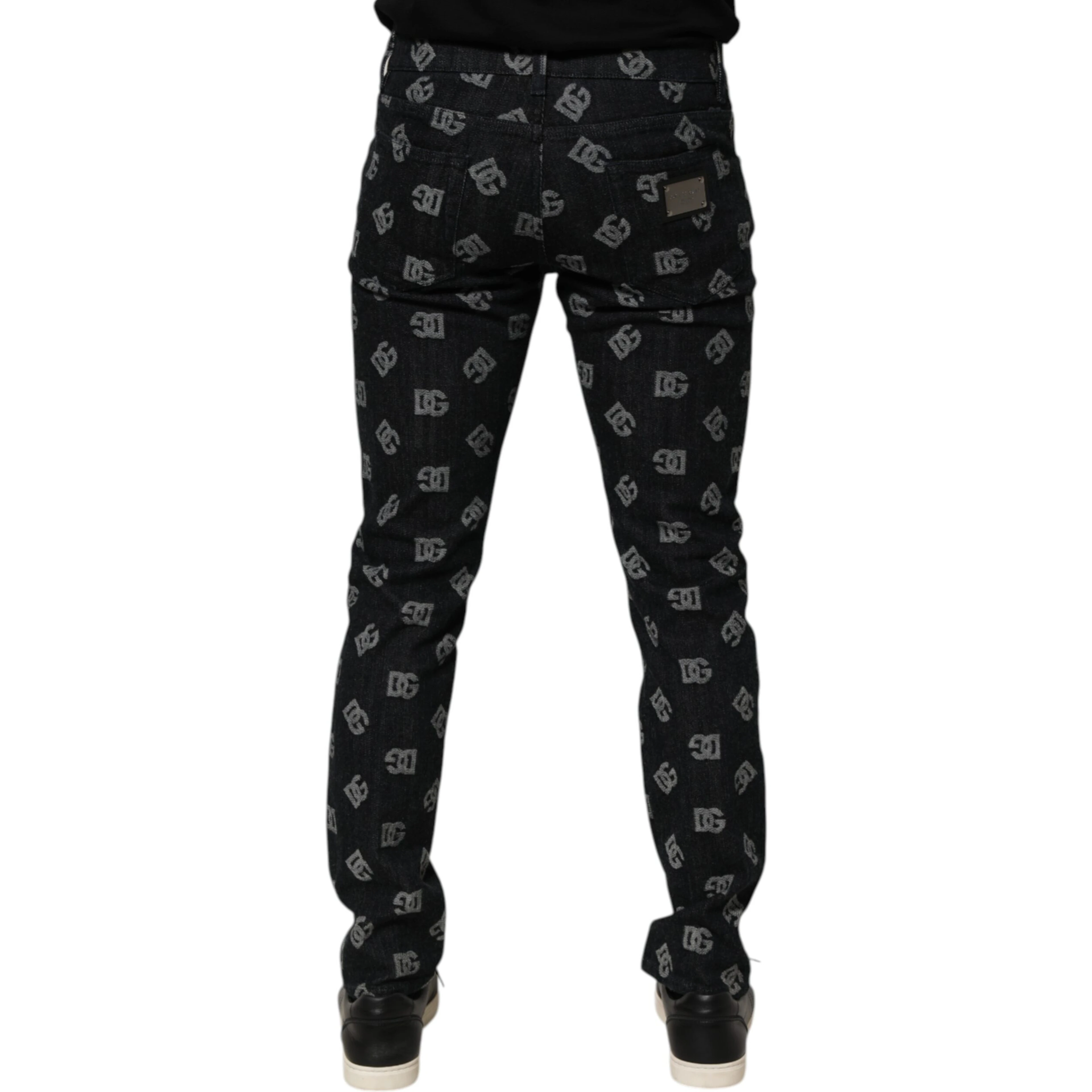 Black DG Monogram Cotton Skinny Denim Jeans