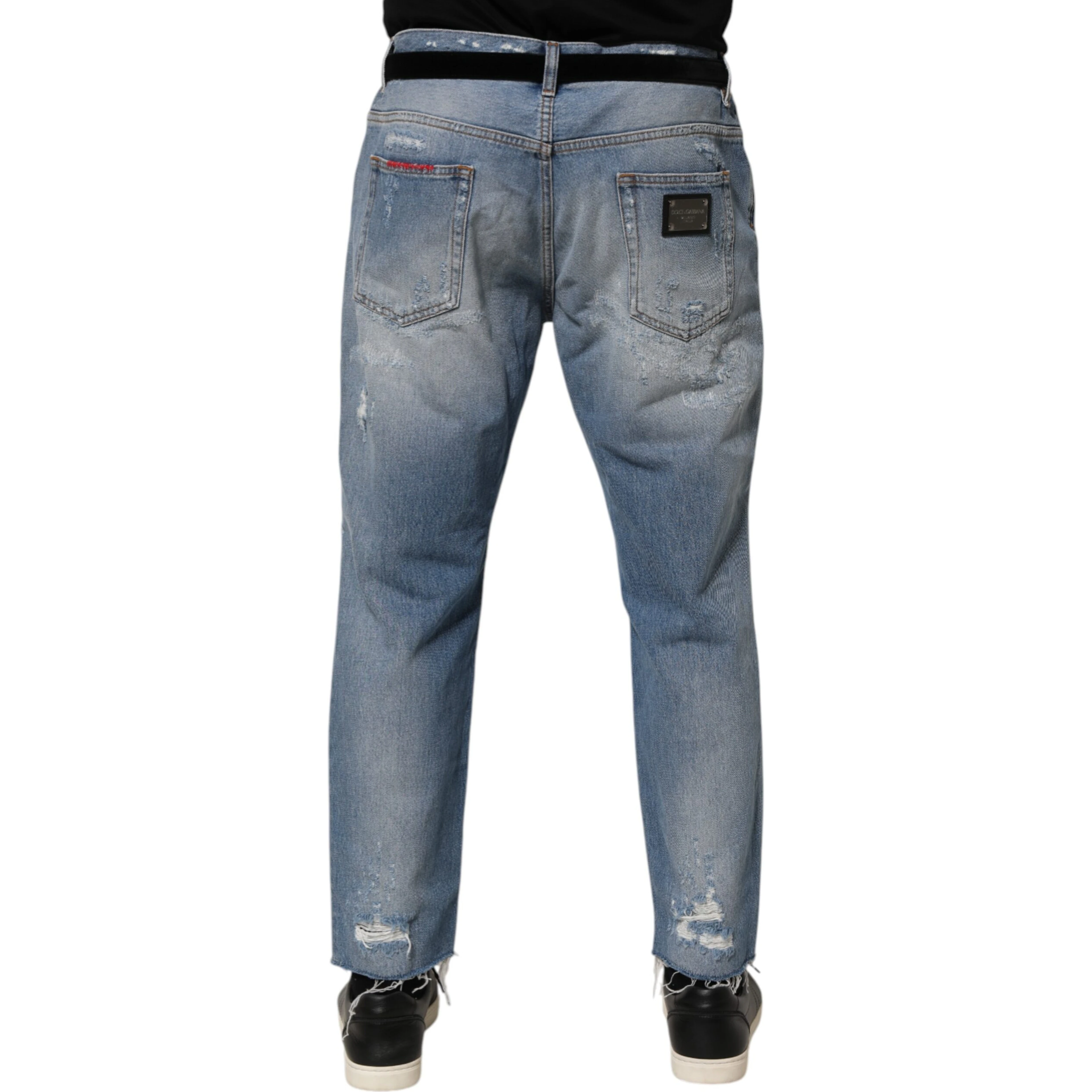 Blue Distressed Ripped Denim Trouser Jeans