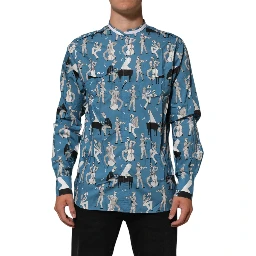 Blue Jazz Printed Cotton Button Front Shirt