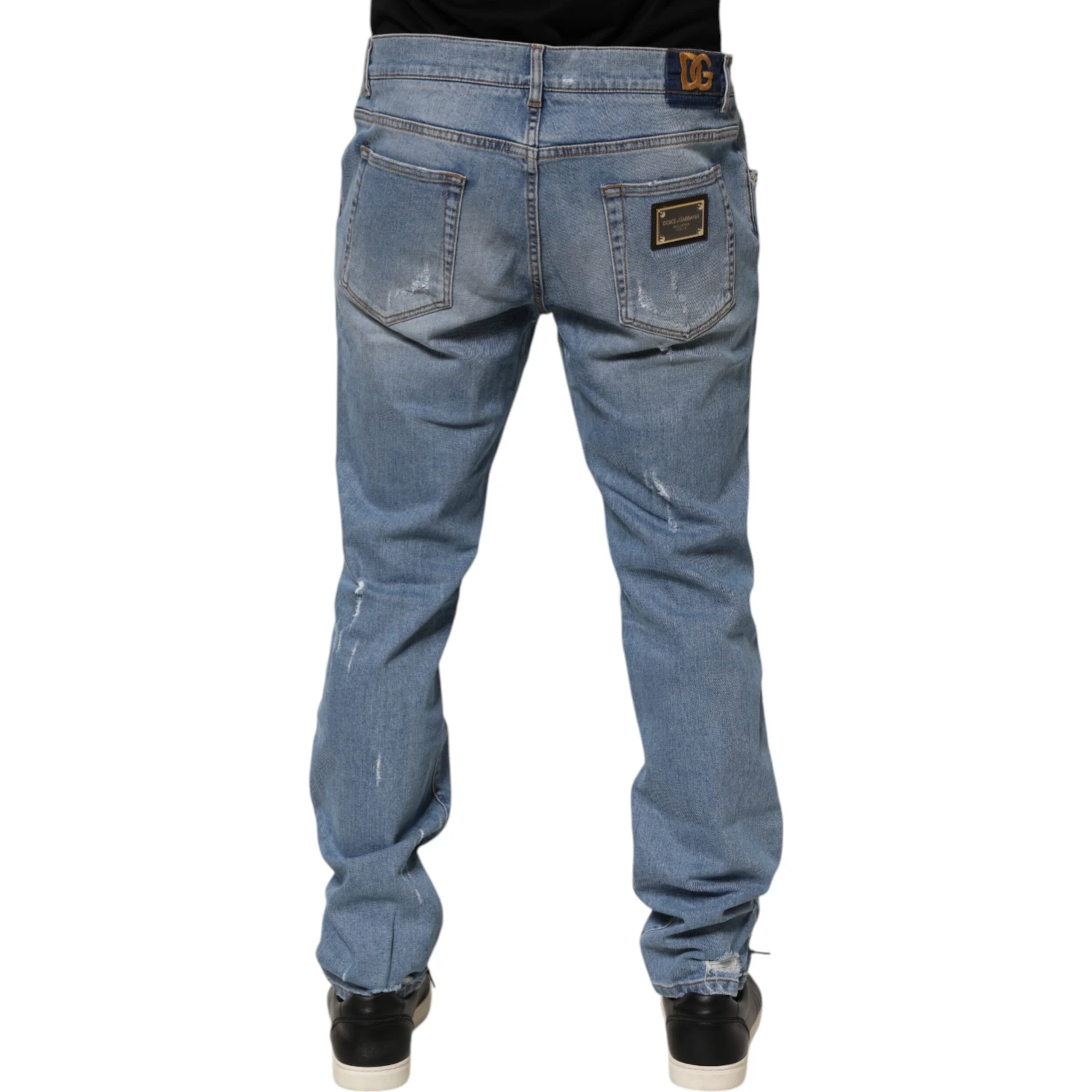 Blue Tattered Slim Fit Cotton Denim Jeans