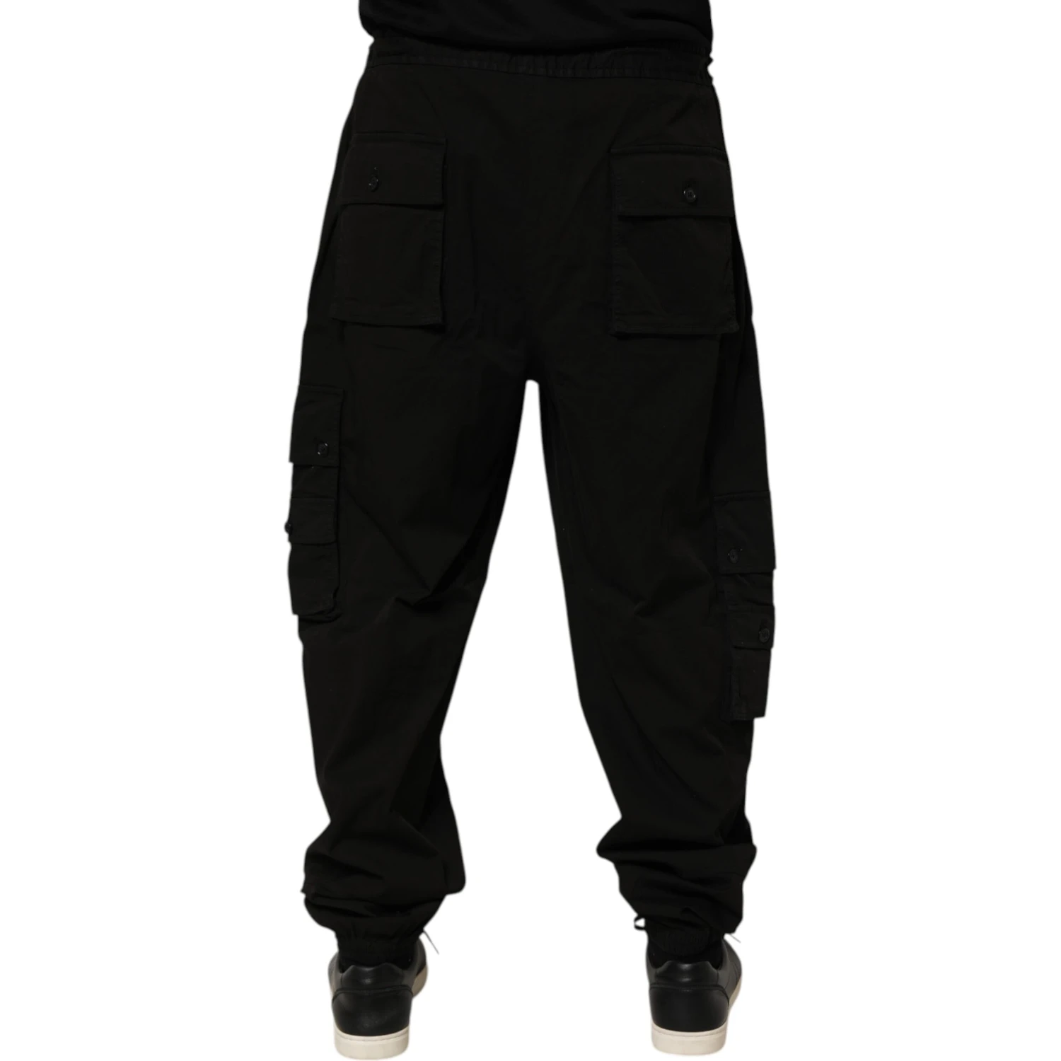 Black Cotton Cargo Jogger Sweatpants Pants