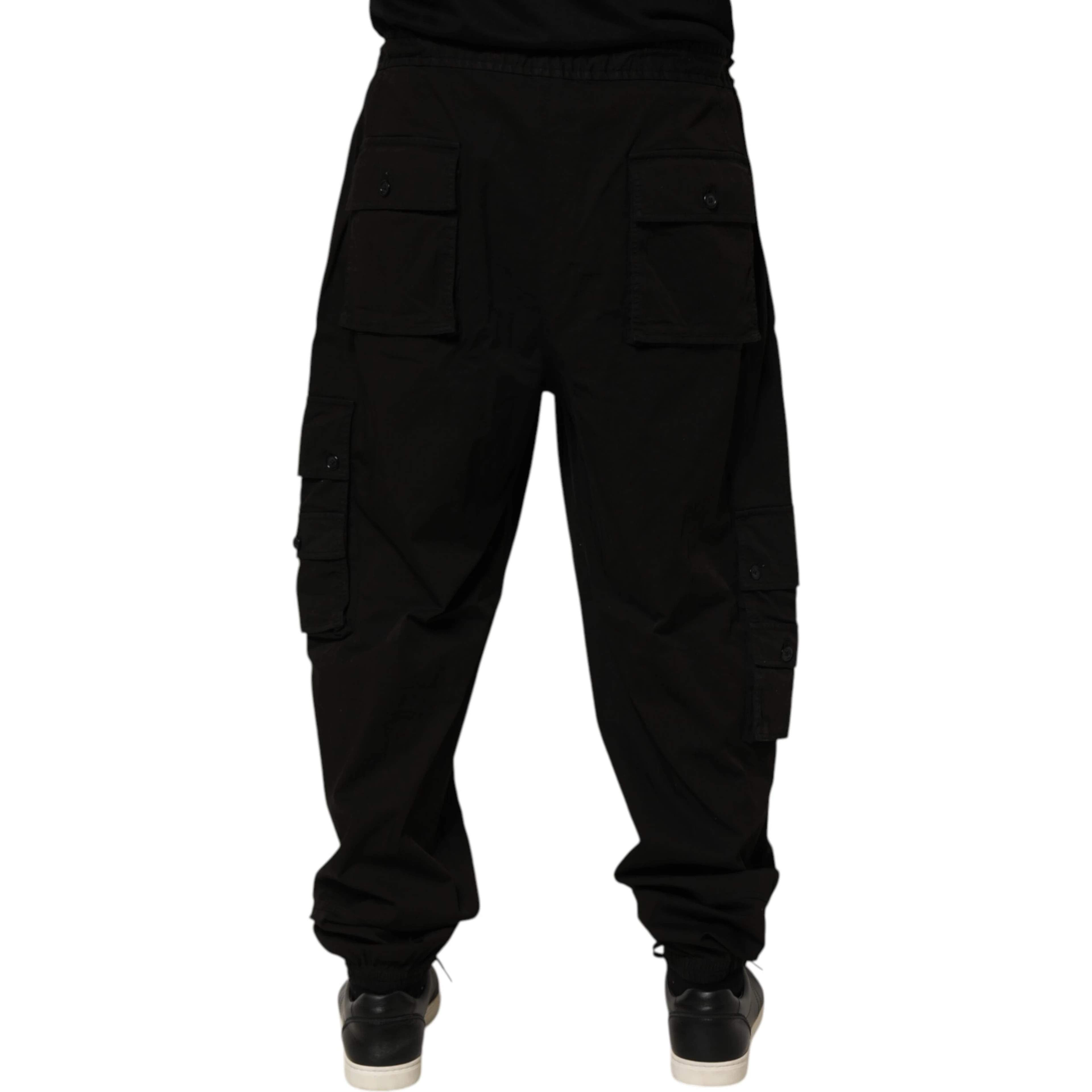 Black Cotton Cargo Jogger Sweatpants Pants