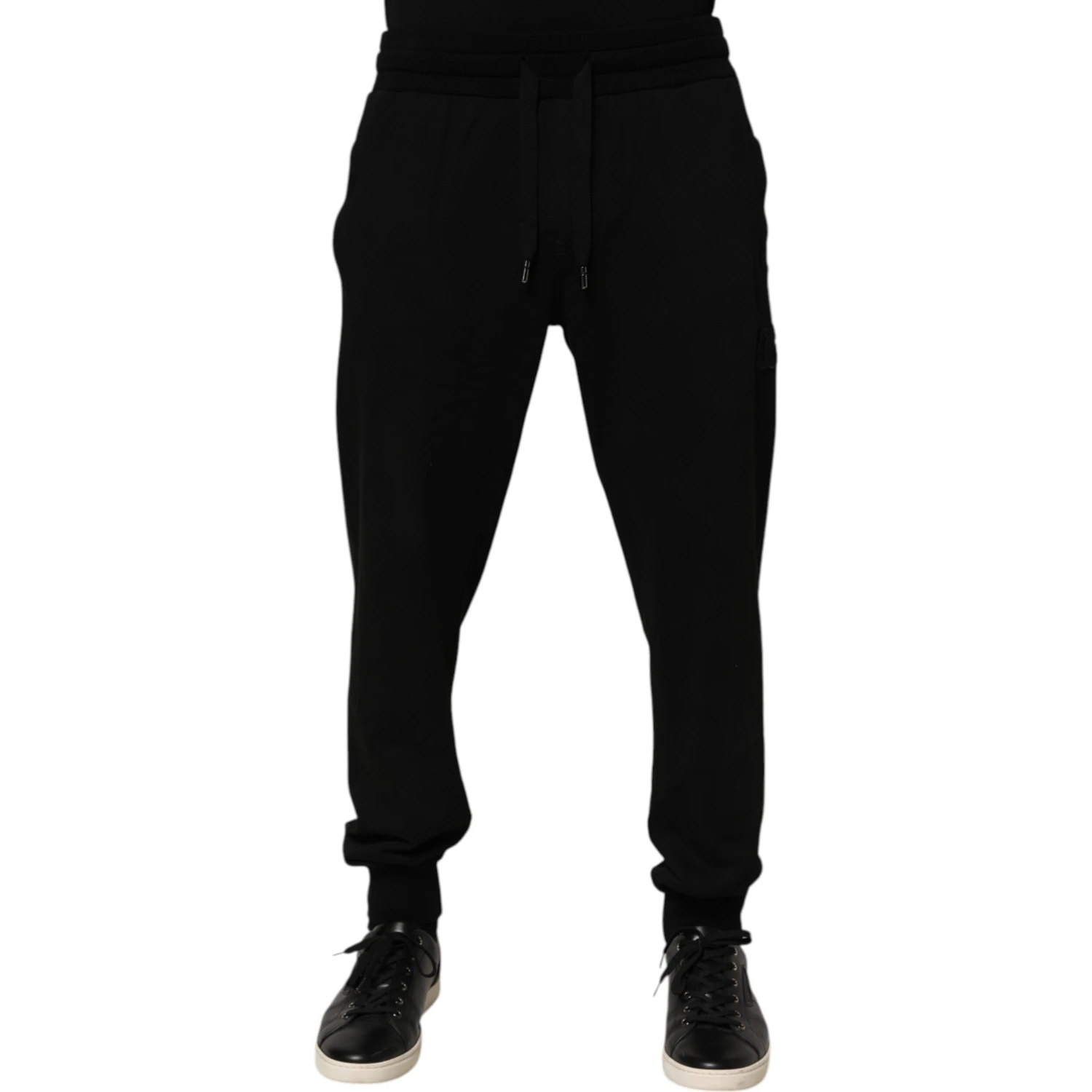 Black Cotton DG Logo Men Jogger Pants