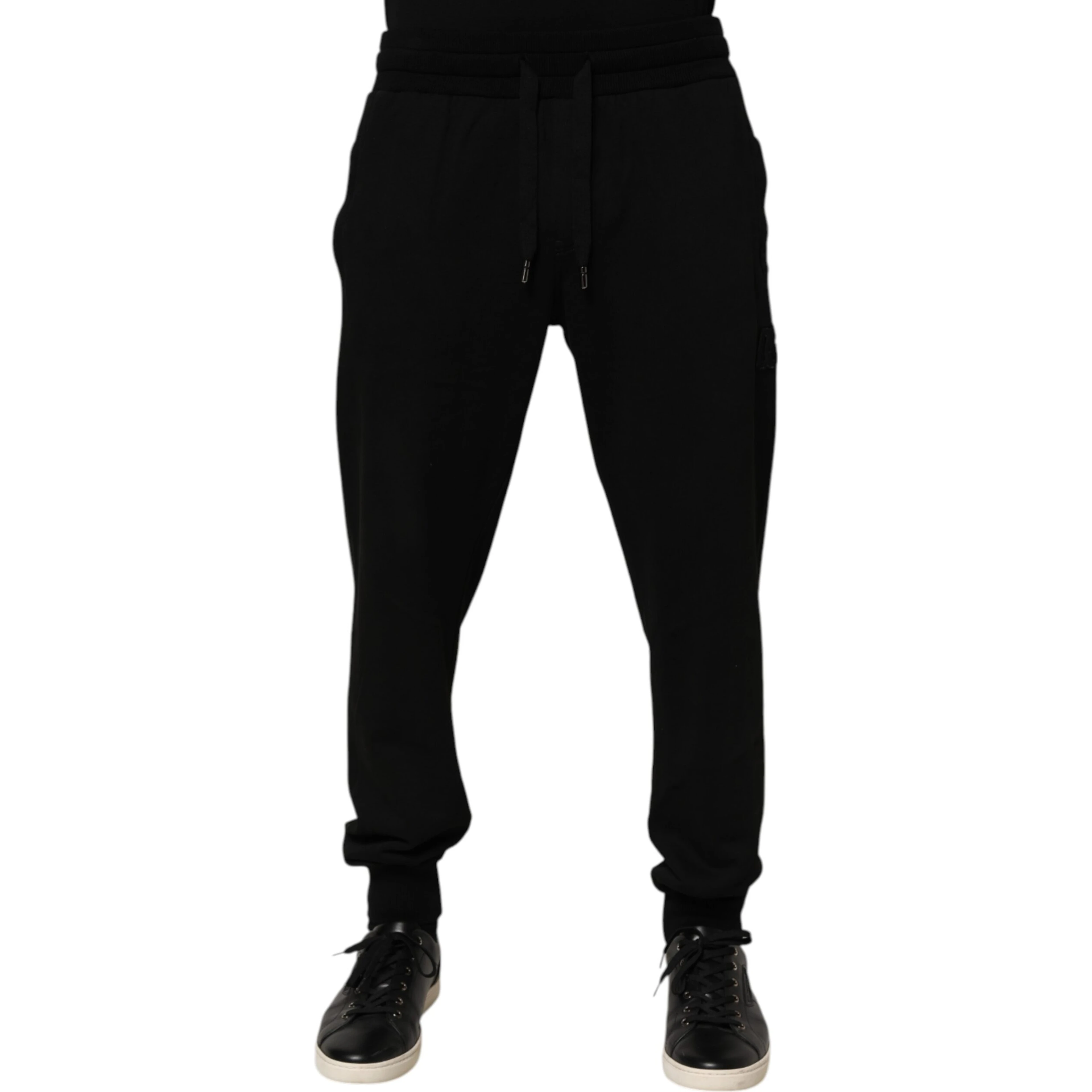 Black Cotton DG Logo Men Jogger Pants