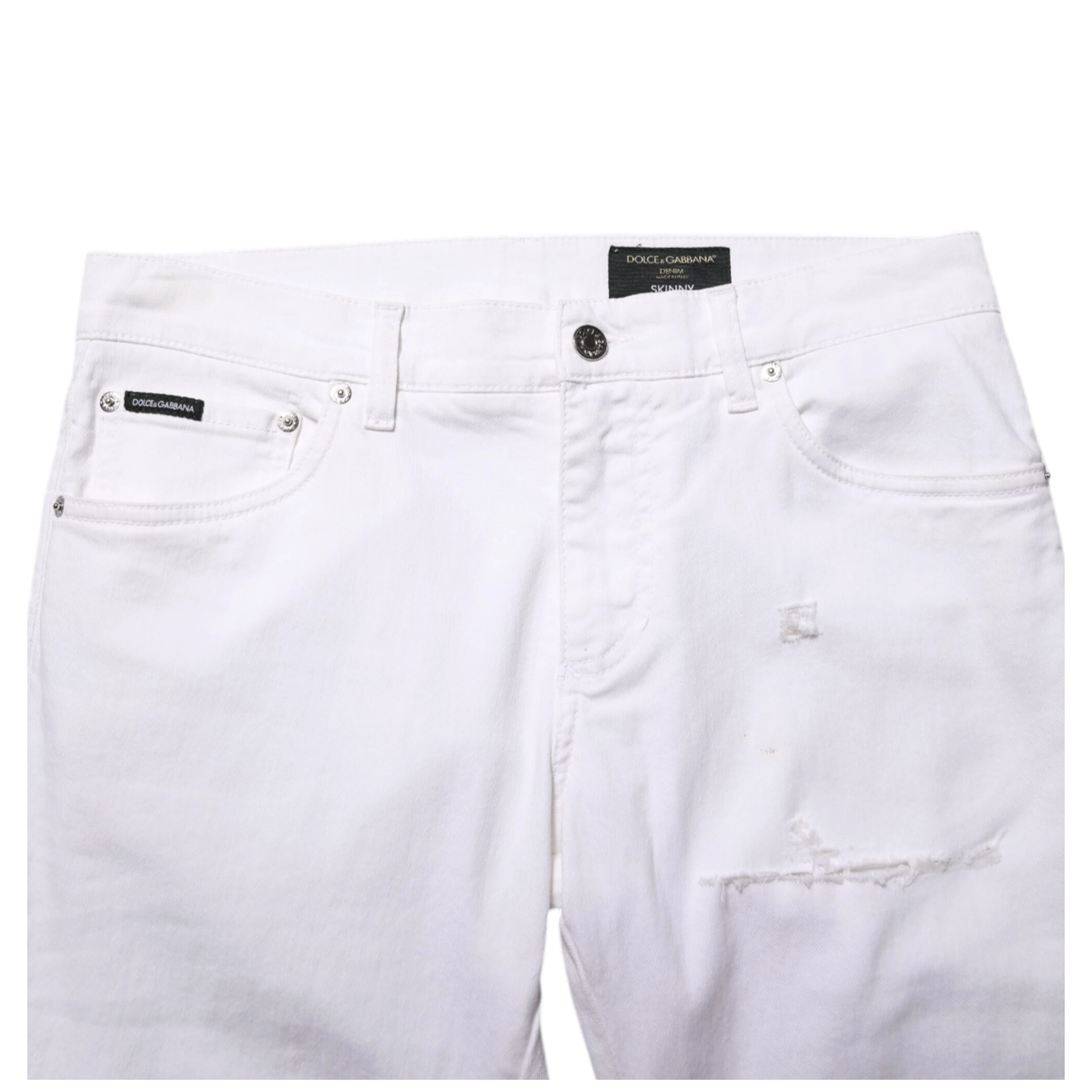 White Ripped Cotton Skinny Men Denim Jeans