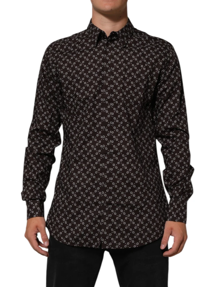 BrownFloral Collared GOLD Formal Dress Shirt alternative