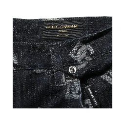 Black Monogram Denim Cargo Men Bermuda Short