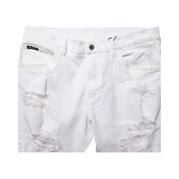 White Distressed Ripped Denim Trouser Jeans