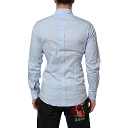 Light Blue Cotton GOLD Formal Men Dress Shirt