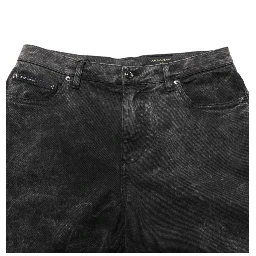 Black Cotton Mid Waist Denim Men Bermuda Short