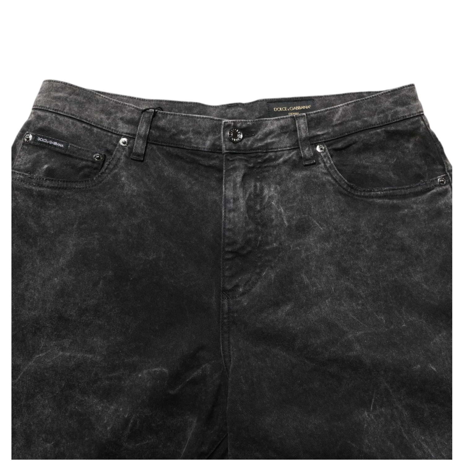 Black Cotton Mid Waist Denim Men Bermuda Short