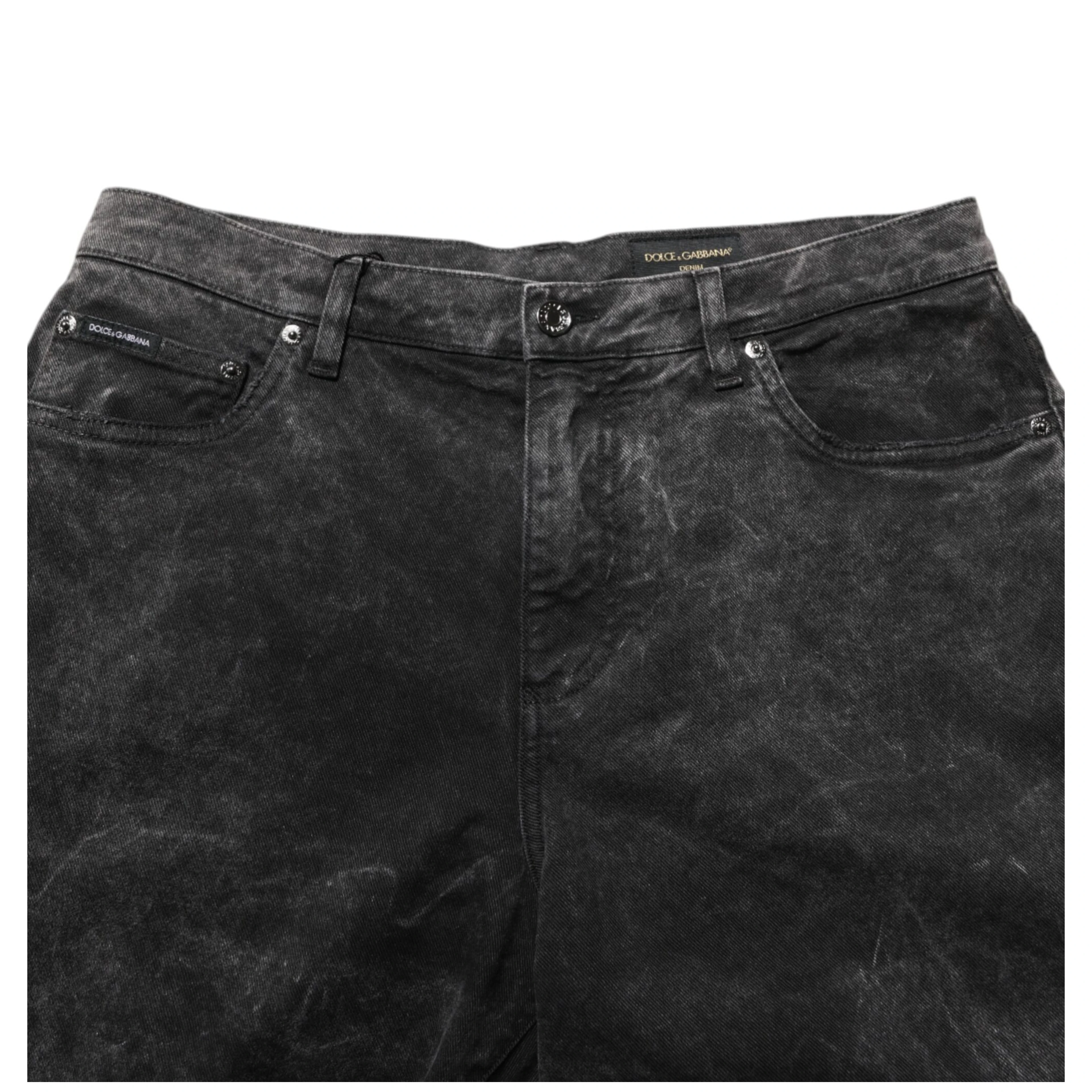Black Cotton Mid Waist Denim Men Bermuda Short