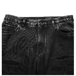 Black Washed Ripped Loose Cotton Denim Jeans