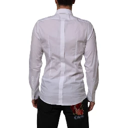 White Cotton DG Logo Pearl GOLD Formal Shirt
