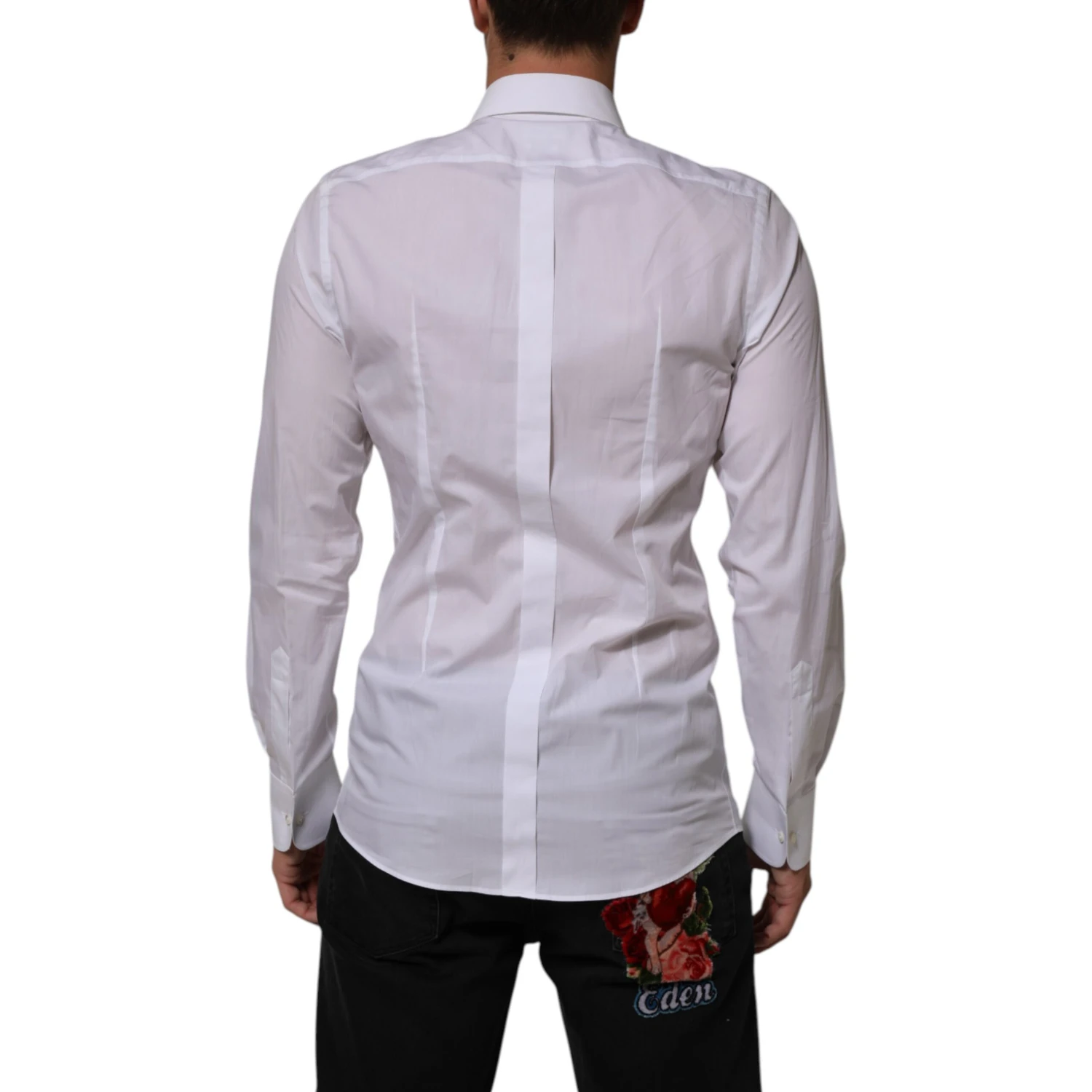 White Cotton DG Logo Pearl GOLD Formal Shirt