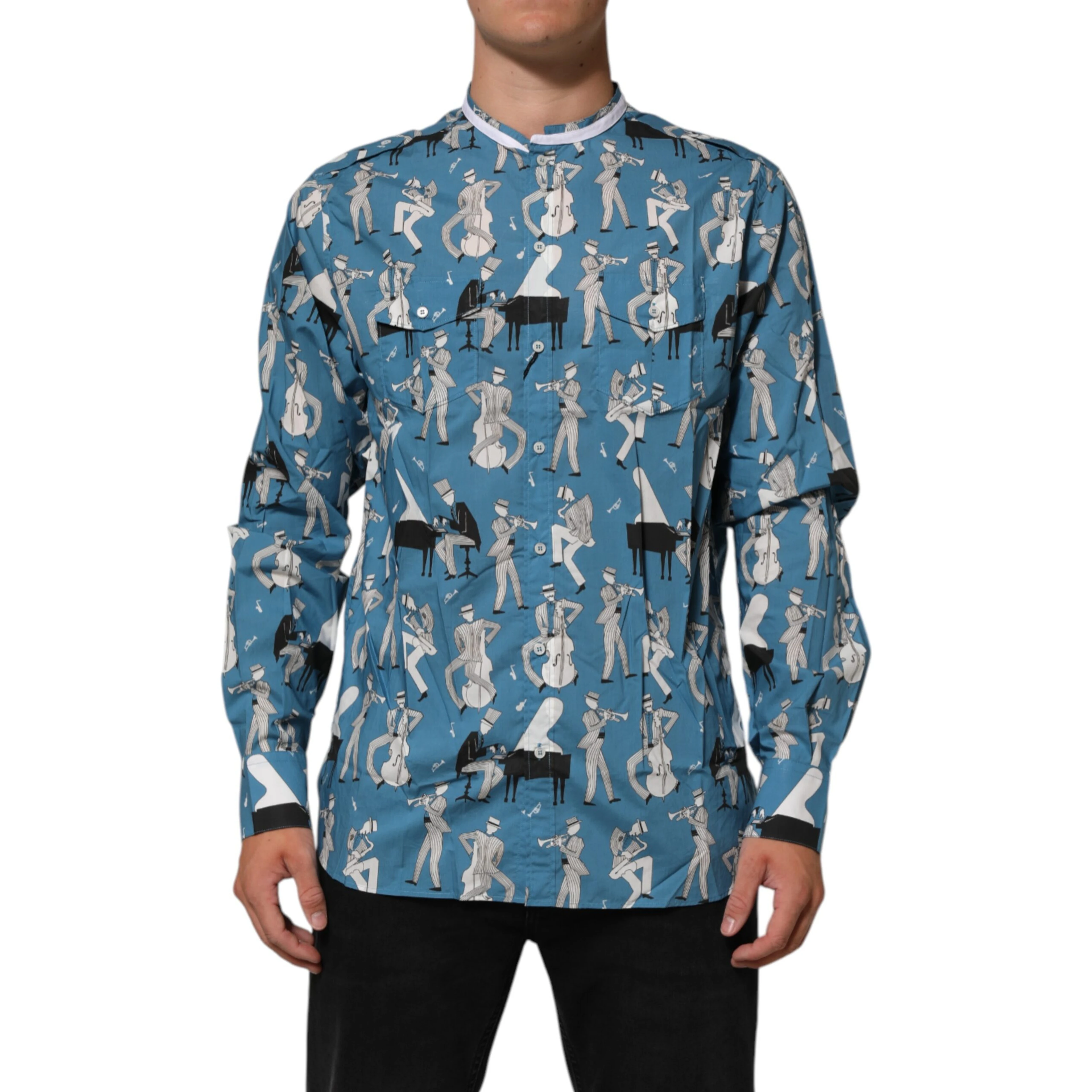 Blue Jazz Printed Cotton Button Front Shirt