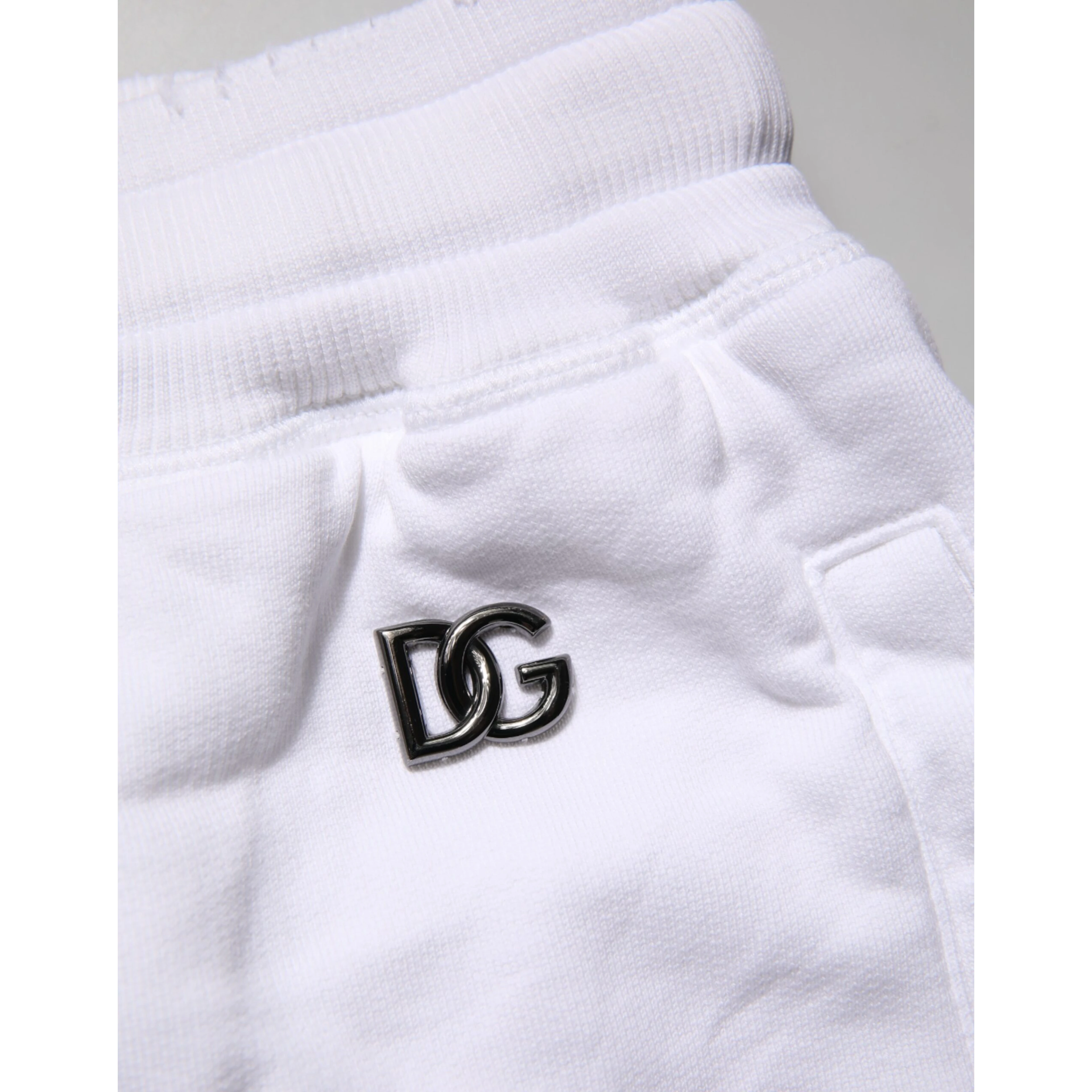White Ripped Mid Waist Casual Bermuda Short